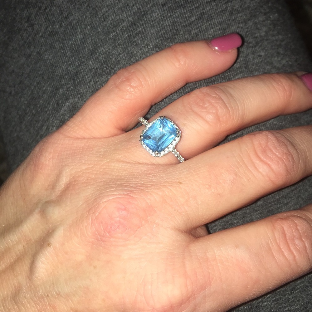 Aquamarine with diamond ring